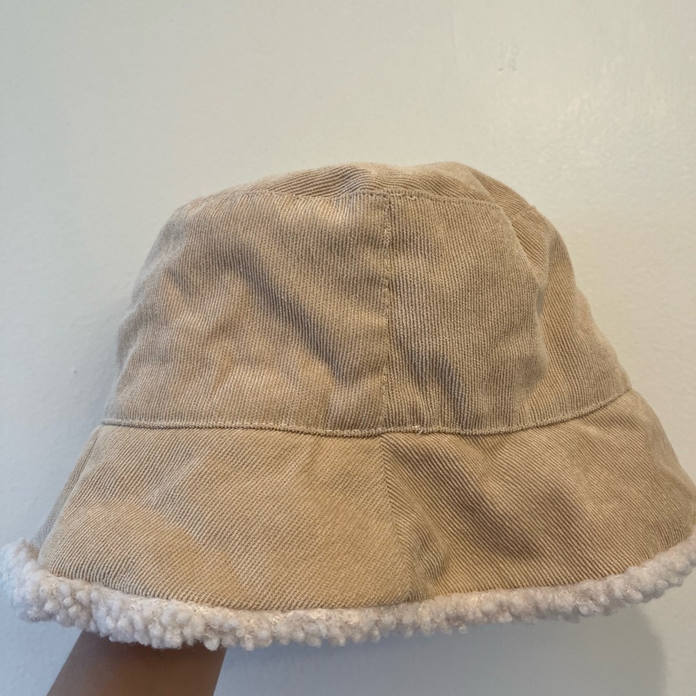 Tan Corduroy/White Sherpa Reversible Bucket Hat